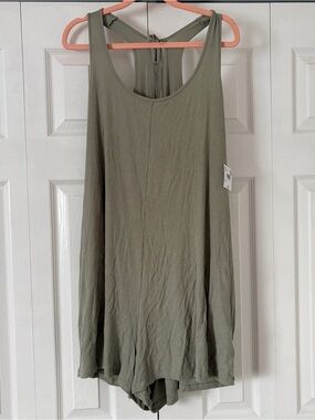 American Eagle Outfitters Olive Green Sleeveless Romper with Cross-Back